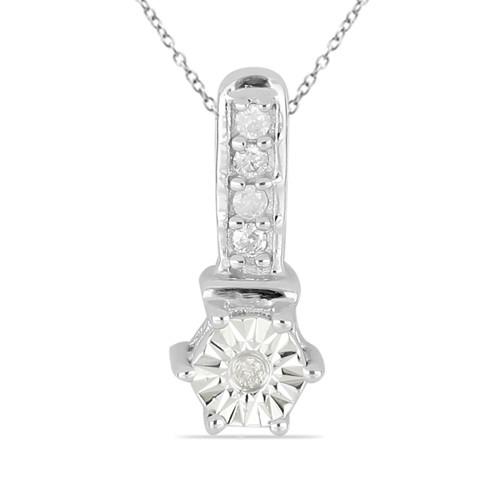 0.03 CT G-H, i2-i3, WHITE DIAMOND DOUBLE-CUT STERLING SILVER PENDANTS WITH MAGICAL TIKLI SETTING #VP017413